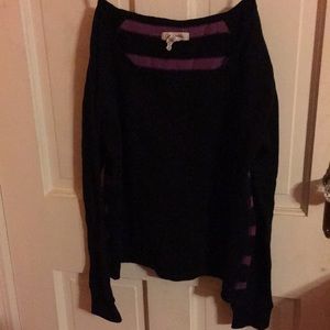 Black Shirt with Purple stripes